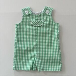 The Beaufort Bonnet Company 6 Months Baby Boy Green Gingham Romper Spring Easter